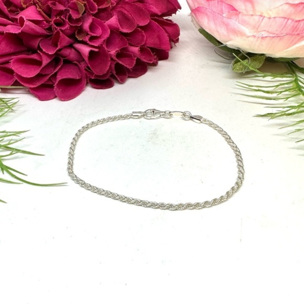 NEW⚜️ Sterling Silver Made In Italy Twisted Chain Bracelet
